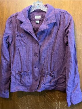 Old Navy Purple Herringbone Wool Blend Blazer Jacket Size ?